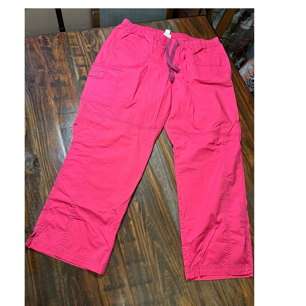 WonderWink Pink Cargo Scrub Pants Womens 2X PET Petite Style 5108 Cotton Blend
